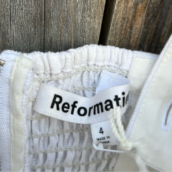 New Reformation Balia Linen Midi Dress White 4 - Picture 7 of 16